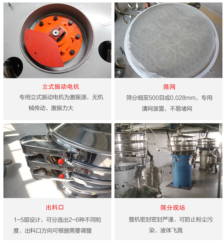 旋振篩定制化有：移動(dòng)，加緣，閘門等多種形式選擇。子母設(shè)計(jì)透網(wǎng)率高，換網(wǎng)方便。